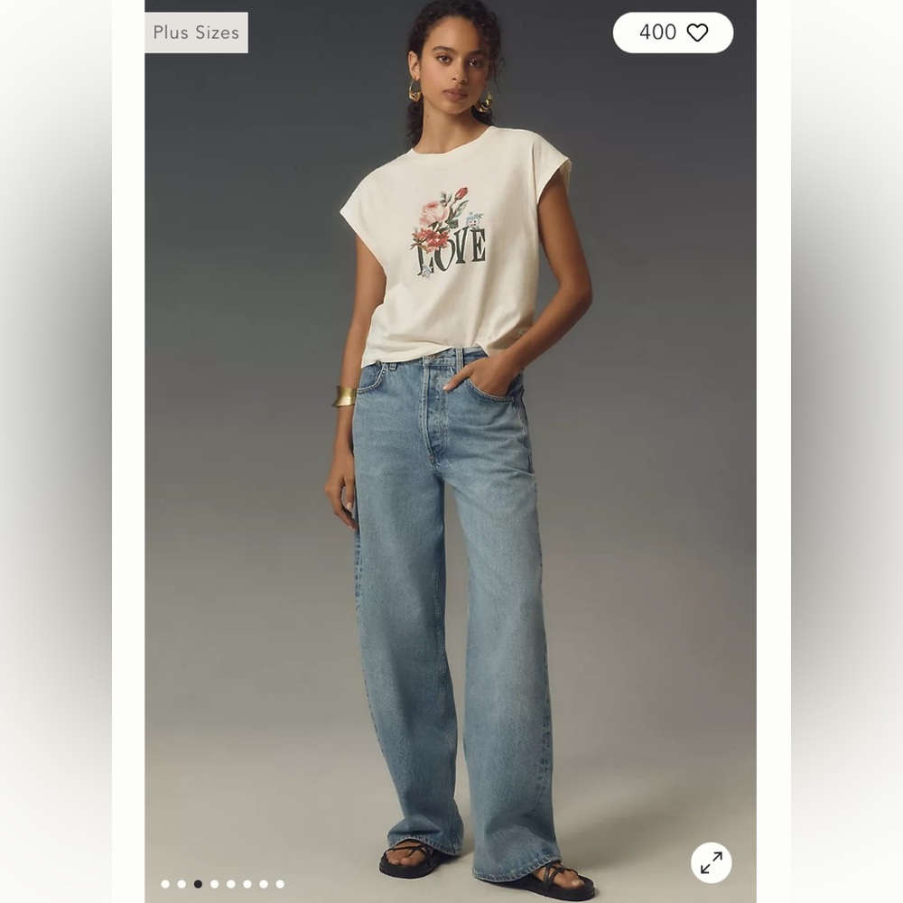 Anthropologie Love Graphic Muscle Tee/ woman’s L/ cotton/ romantic charm❤️